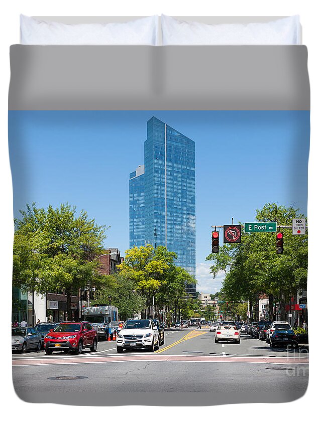 Clarence Holmes Duvet Cover featuring the photograph Downtown White Plains New York V by Clarence Holmes