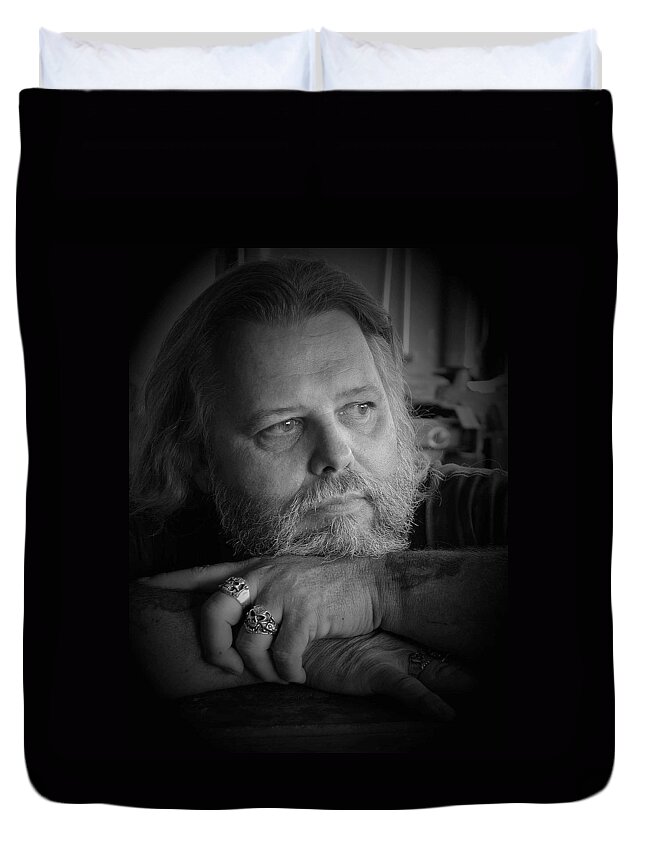 Biker Duvet Cover featuring the photograph Dr. Nick by DArcy Evans