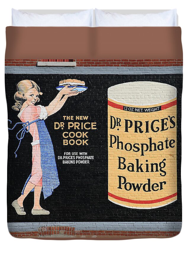 Old Time Duvet Cover featuring the photograph Dr. Prices Phosphate Baking Powder On Brick by J Laughlin