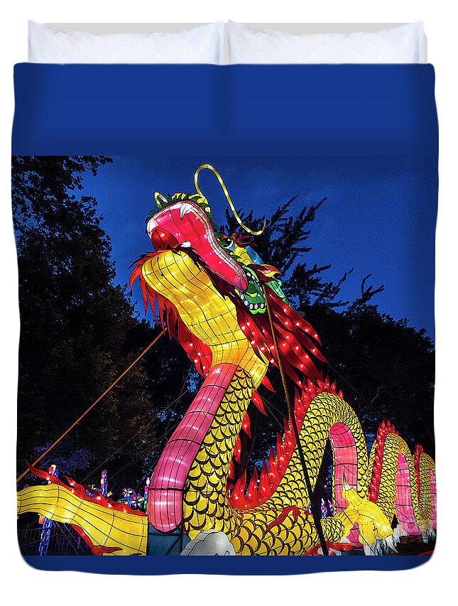 Chinese New Year Duvet Cover featuring the photograph Dragan Lantern by John Greim