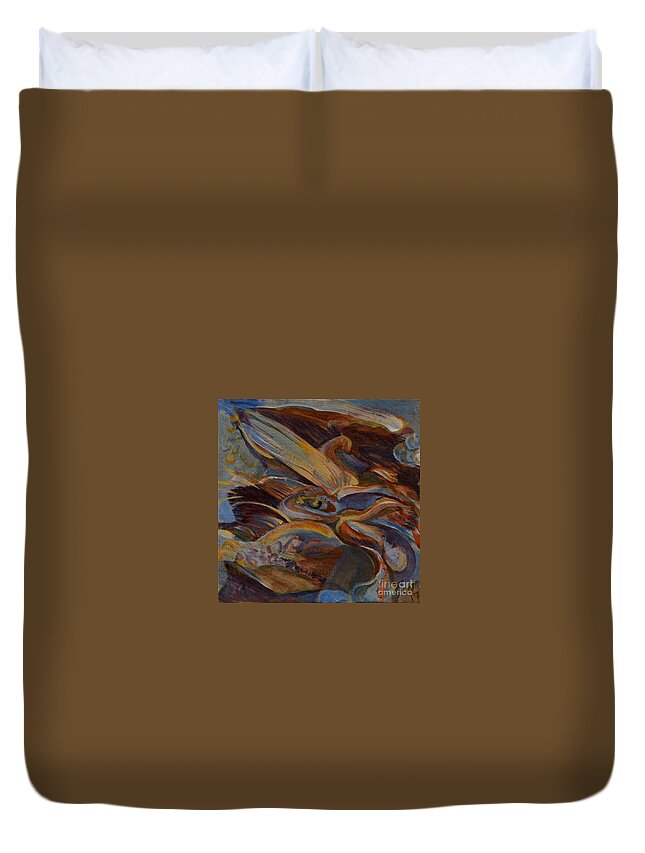 Dragon Duvet Cover featuring the painting Dragon by Carol Oufnac Mahan