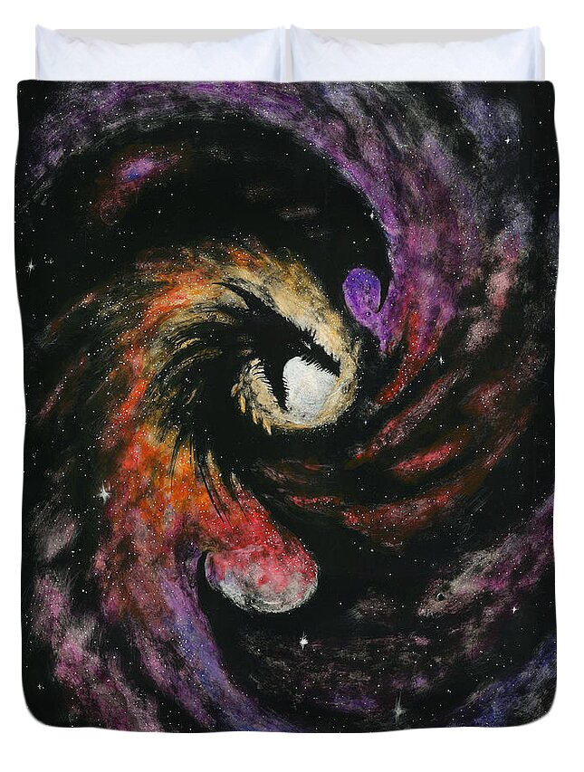 Dragon Duvet Cover featuring the painting Dragon Galaxy by Stanley Morrison