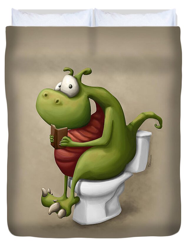 Toilet Duvet Cover featuring the digital art Dragon number 2 by Tooshtoosh