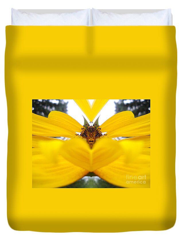Sunflower Duvet Cover featuring the photograph Dragon Sunflower by Sonya Chalmers