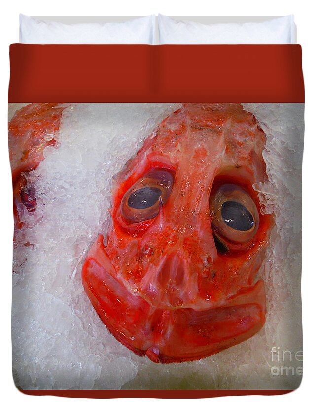 Dragonfish Duvet Cover featuring the photograph Dragonfish On Ice by Paddy Shaffer