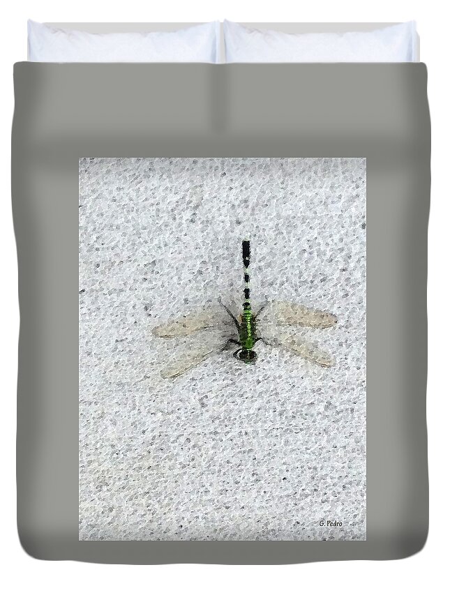 Dragonfly Duvet Cover featuring the painting Dragonfly by George Pedro
