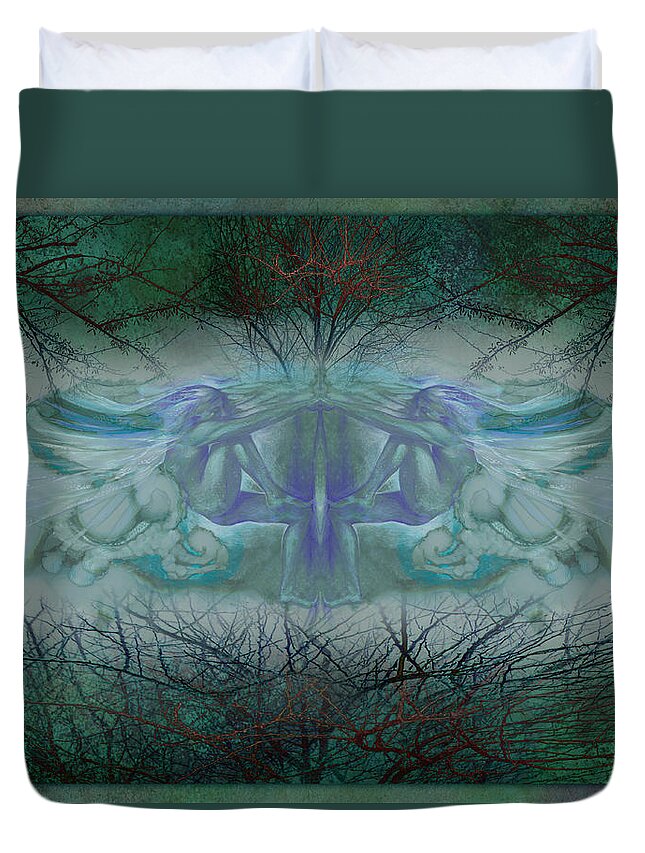 Elf Duvet Cover featuring the painting Dragonfly by Ragen Mendenhall