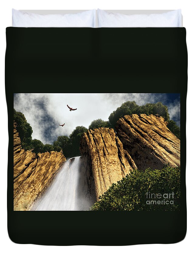 Canyon Duvet Cover featuring the digital art Dragons Den Canyon by Richard Rizzo