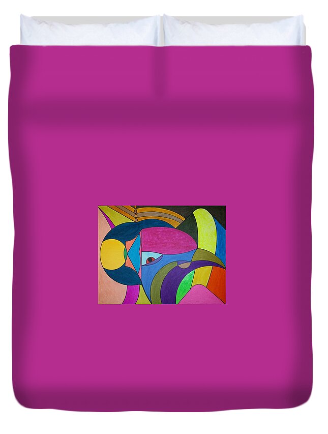 Geometric Art Duvet Cover featuring the painting Dream 303 by S S-ray