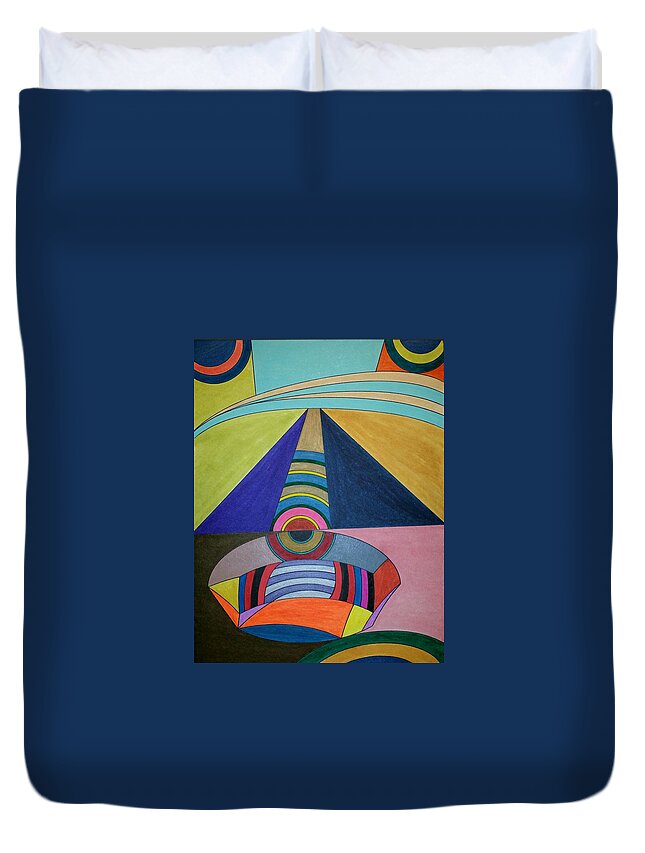 Geometric Art Duvet Cover featuring the painting Dream 309 by S S-ray