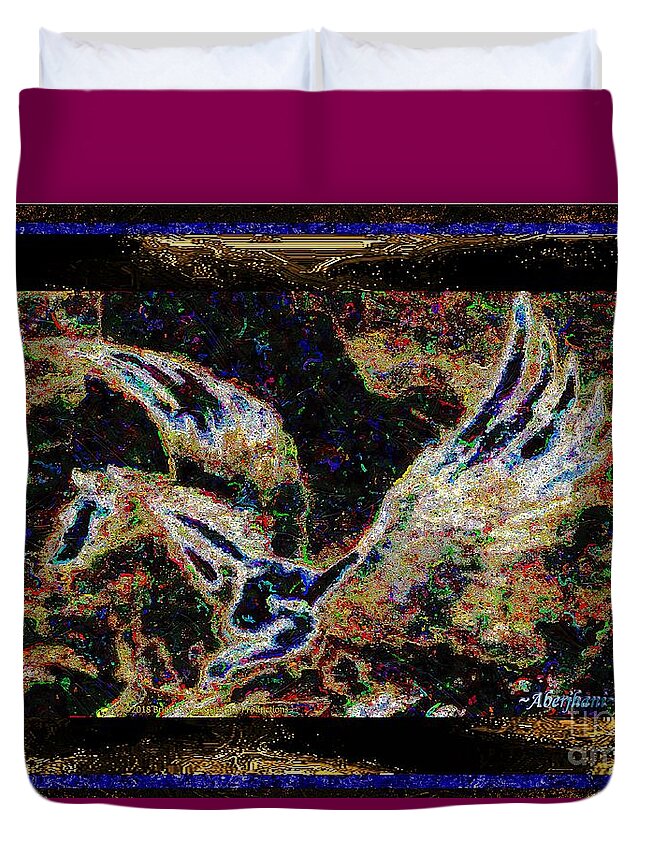 Chromatic Poetics Duvet Cover featuring the mixed media Dream of the Horse with Painted Wings by Aberjhani