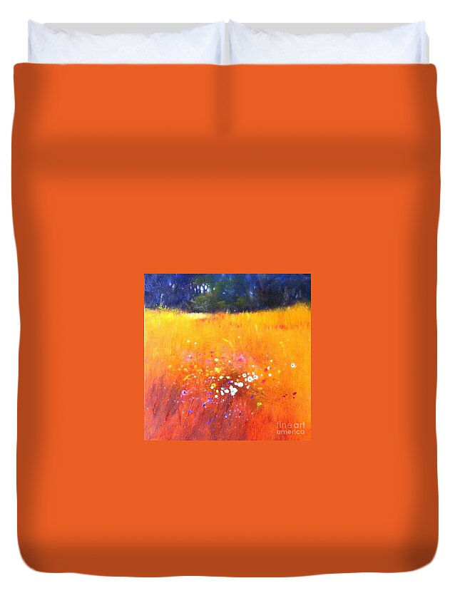 Landscape Duvet Cover featuring the painting Dream Path by Celine K Yong