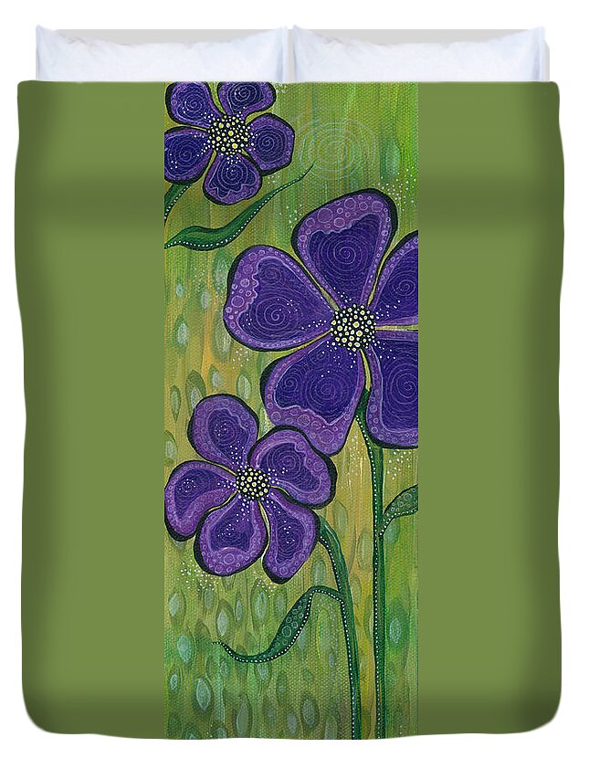 Purple Flowers Duvet Cover featuring the painting Dream by Tanielle Childers