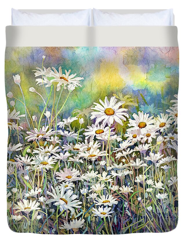 Daisy Duvet Cover featuring the painting Dreaming Daisies by Hailey E Herrera