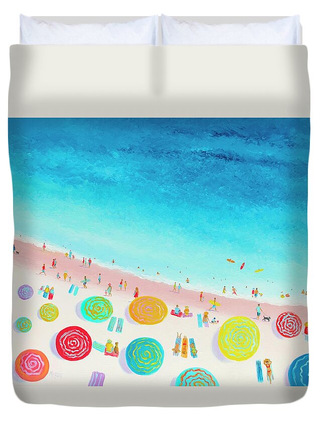 Beach Duvet Cover featuring the painting Dreaming of sun, sand and sea by Jan Matson