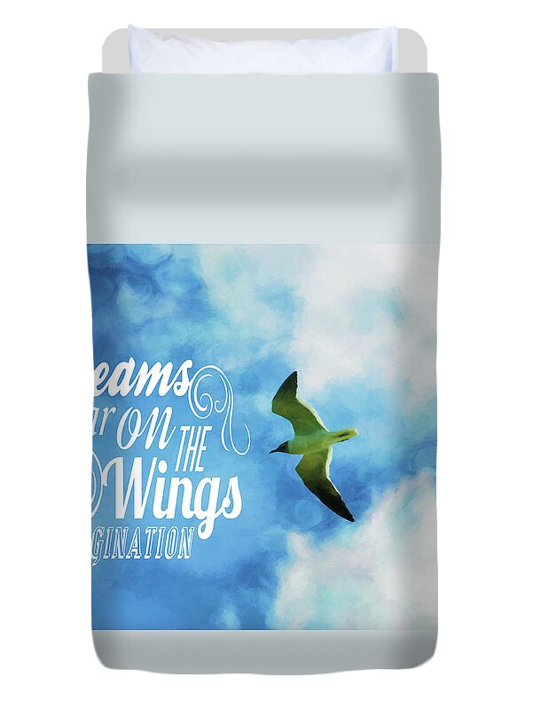 Skyscapes Duvet Cover featuring the photograph Dreams On Wings by Jan Amiss Photography