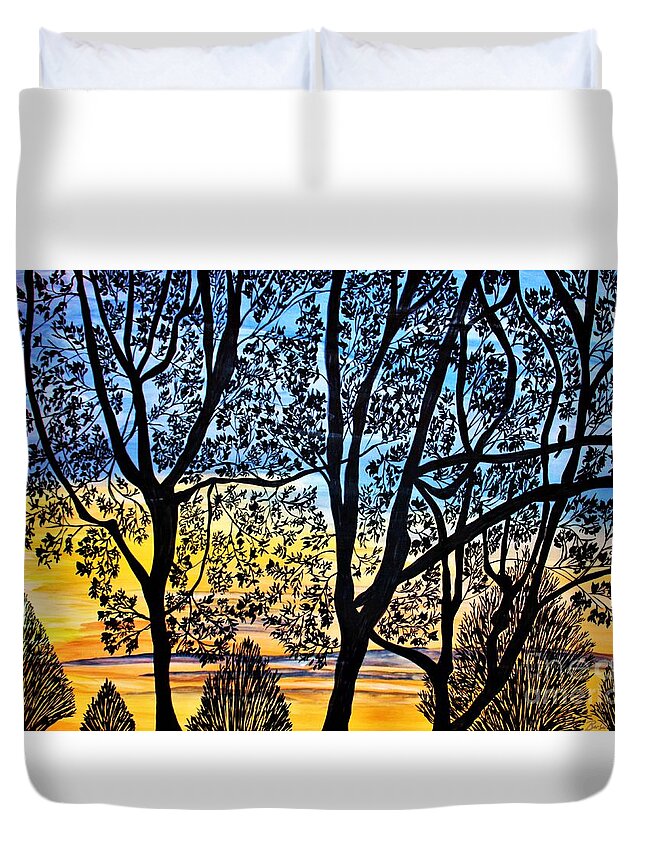 Painting Duvet Cover featuring the mixed media Dreamscape 5 by Barbara Donovan