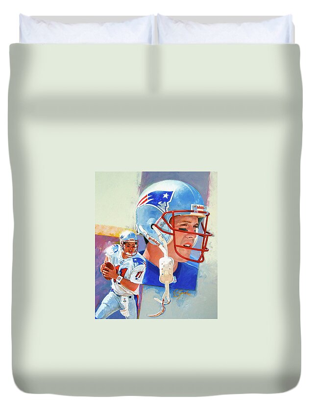 Acrylic Duvet Cover featuring the painting Drew Bledsoe by Cliff Spohn