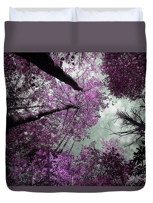 Tinted Trees Duvet Cover featuring the photograph Drifting by Mike Eingle