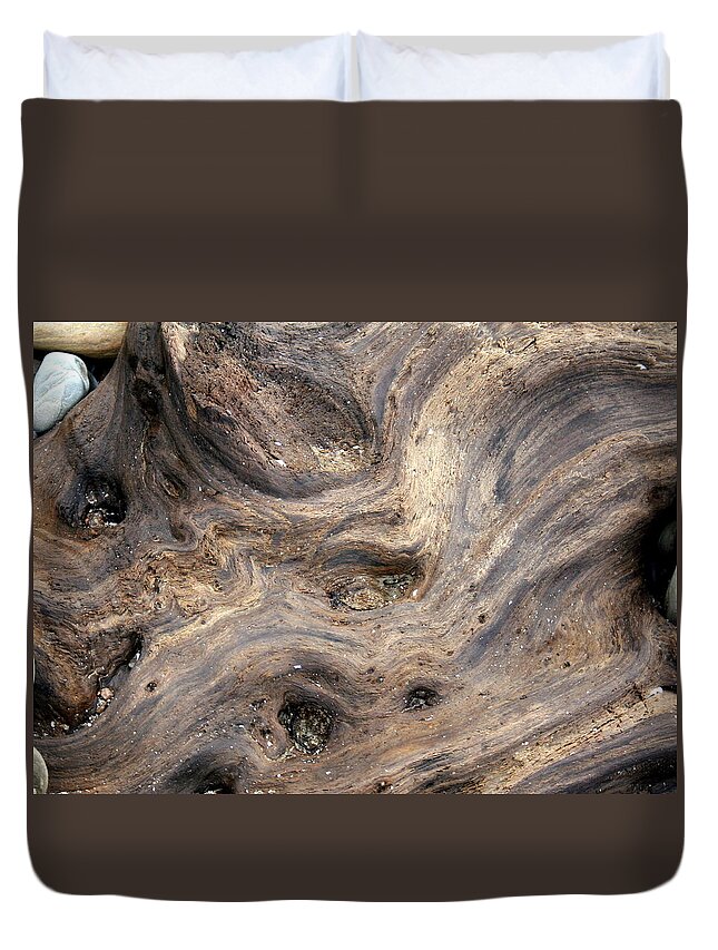Horizontal Duvet Cover featuring the photograph Driftwood and Stone by Valerie Collins