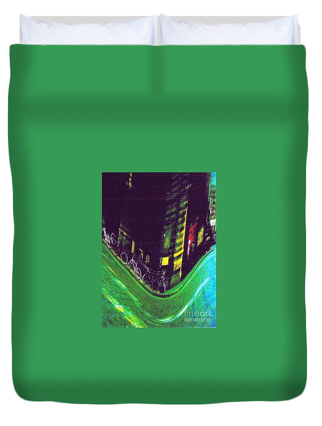 Bologna Duvet Cover featuring the photograph Driving by - Night time in Bologna by Mariana Costa Weldon