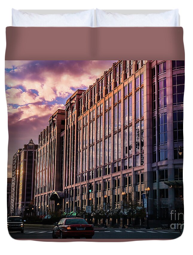Washington Duvet Cover featuring the photograph Driving downtown Washington DC by Claudia M Photography