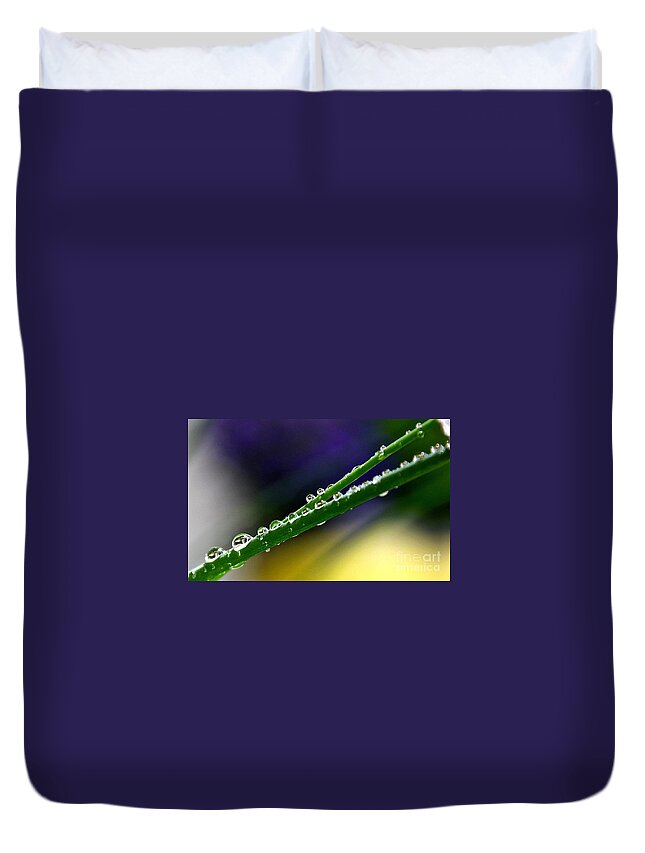 Chives Duvet Cover featuring the photograph Drops by Elisabeth Derichs