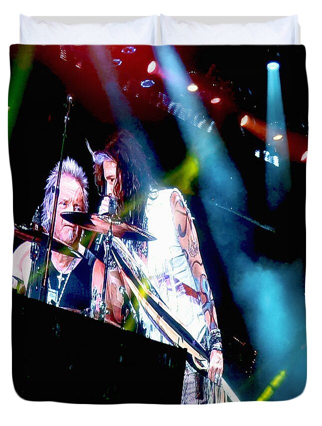 Digital Photography Duvet Cover featuring the photograph Drum Solo. Aerosmith Live by Tanya Filichkin