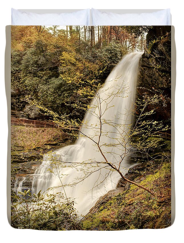 Pennysprints Duvet Cover featuring the photograph Dry Falls in North Carolina by Penny Lisowski