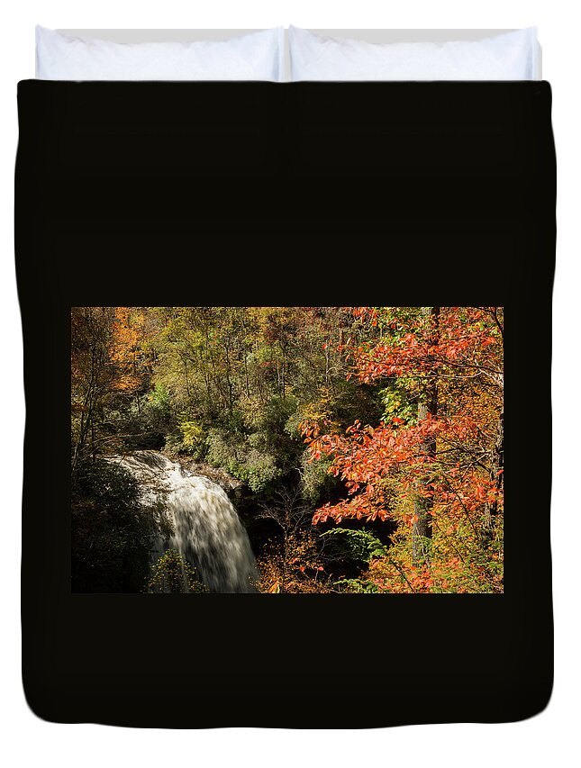 Dry Falls Duvet Cover featuring the photograph Dry Falls in North Carolina by Rob Hemphill