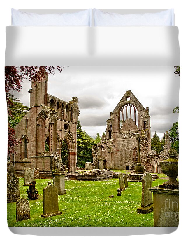 Dryburgh Duvet Cover featuring the photograph Dryburgh. Silence Rule. by Elena Perelman