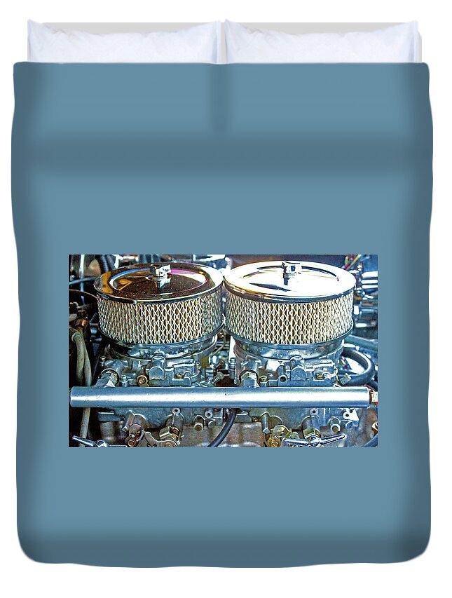 Car Duvet Cover featuring the photograph Dual Carbs by Ira Marcus