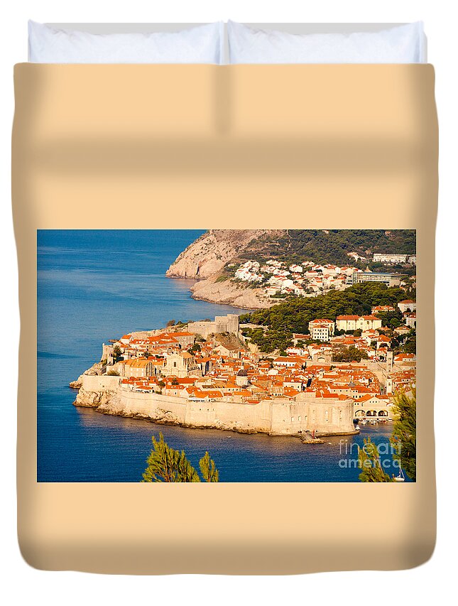Aerial Duvet Cover featuring the photograph Dubrovnik Old City by Thomas Marchessault