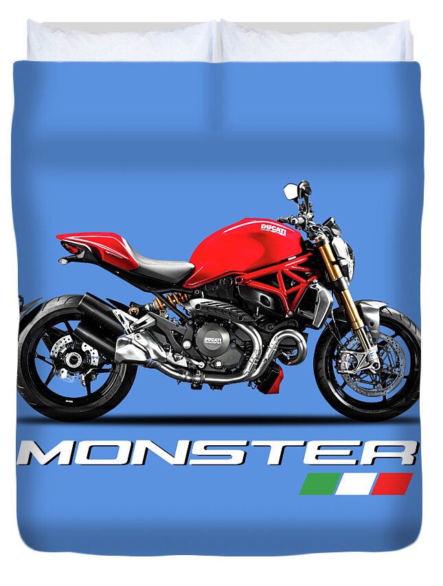 Ducati Monster Duvet Cover featuring the digital art Ducati Monster by Mark Rogan