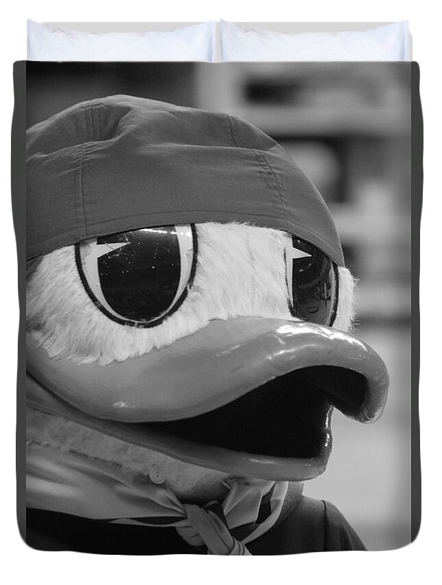 Duck Duvet Cover featuring the photograph Ducking Around by Laddie Halupa