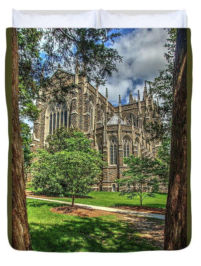 Architectural Duvet Cover featuring the photograph Duke Chapel by Dimitry Papkov