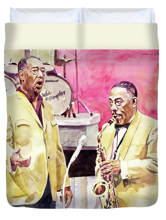 Jazz Duvet Cover featuring the painting Duke Ellington and Johnny Hodges by David Lloyd Glover