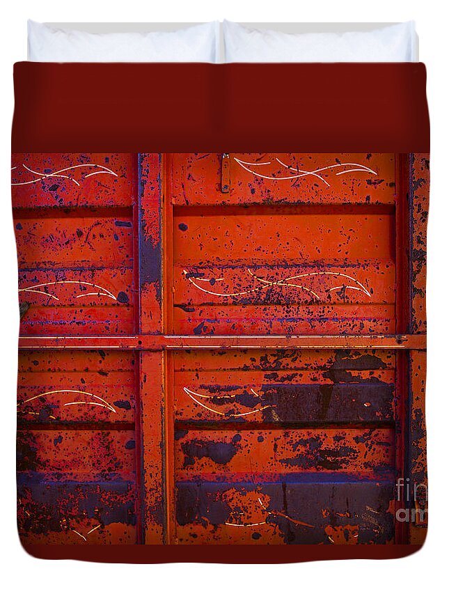 Color Duvet Cover featuring the photograph Dump Truck by Barbara Schultheis