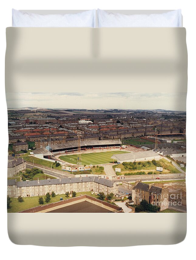  Duvet Cover featuring the photograph Dundee FC - Dens Park - Aerial View 1 - Leitch - August 1988 by Legendary Football Grounds