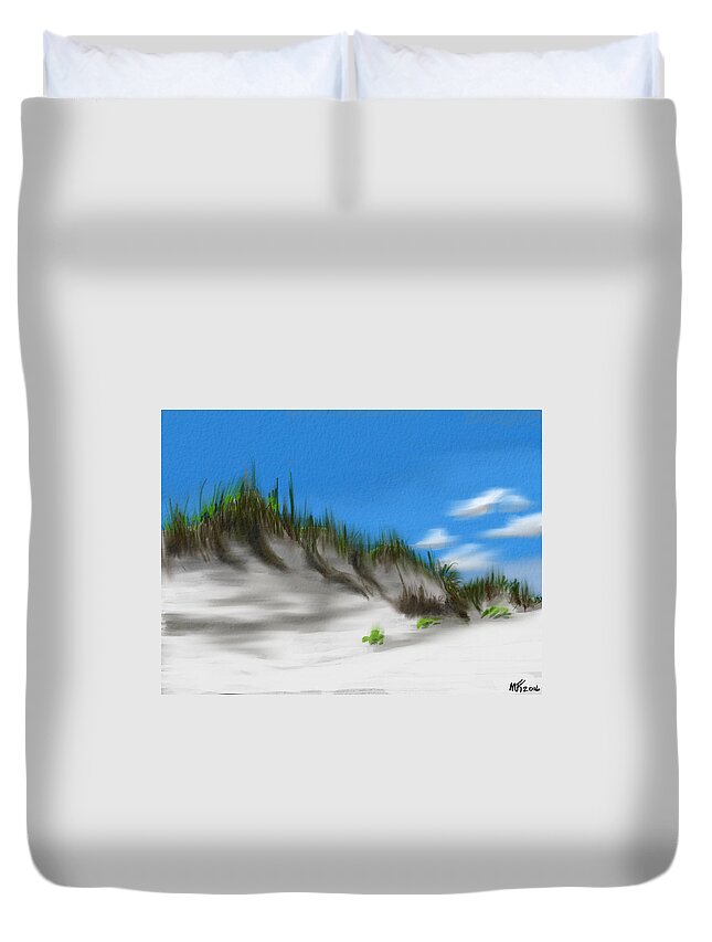 Dunes Duvet Cover featuring the digital art Dunes And Sea Oats by Michael Kallstrom