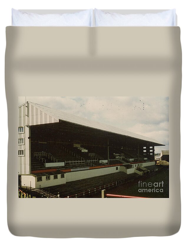  Duvet Cover featuring the photograph Dunfermline Athletic - East End Park - Main Stand 1 - 1980s by Legendary Football Grounds