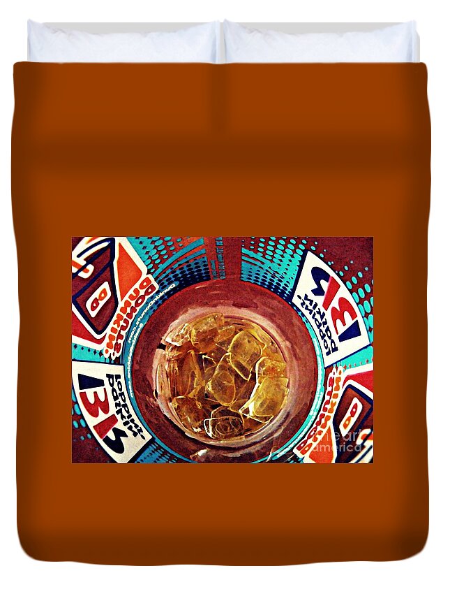 Plastic Cup Duvet Cover featuring the photograph Dunkin Ice Coffee 19 by Sarah Loft