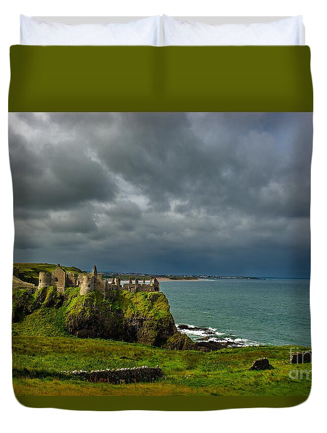 Castle Duvet Cover featuring the photograph Dunluce Castle in Northern Ireland by Andreas Berthold