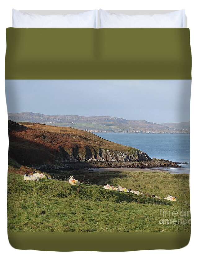 Donegal On Your Wall Duvet Cover featuring the photograph Dunree Coast Donegal Ireland by Eddie Barron