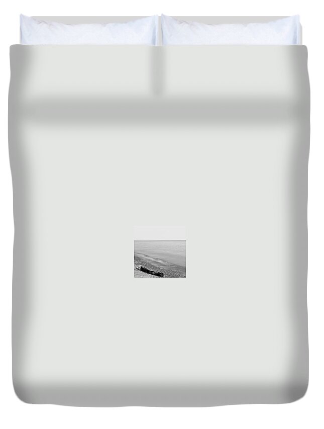Black And White Duvet Cover featuring the photograph Durand Beach in BW by Justin Connor