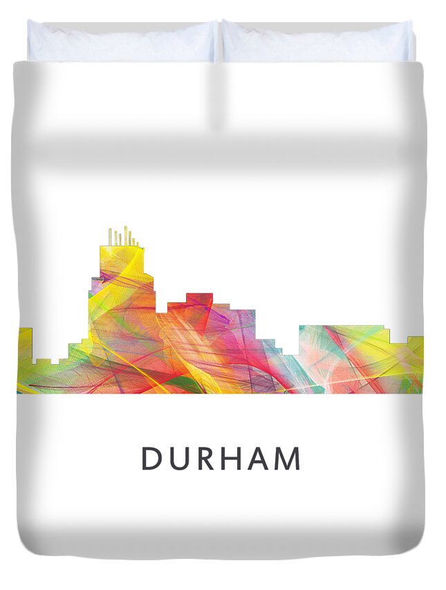 Durham North Carolina Skyline Duvet Cover featuring the digital art Durham North Carolina Skyline by Marlene Watson