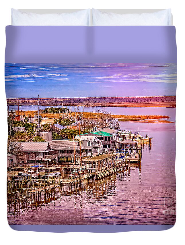 Landscapes Duvet Cover featuring the photograph Dust At A Marina by DB Hayes