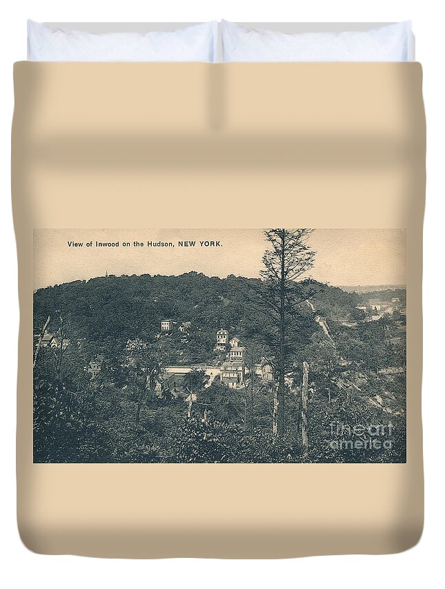 Postcard Duvet Cover featuring the photograph Dyckman Street at turn of the century by Cole Thompson