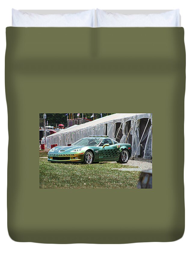 E85 Duvet Cover featuring the digital art E85 Corvette pace car by Darrell Foster
