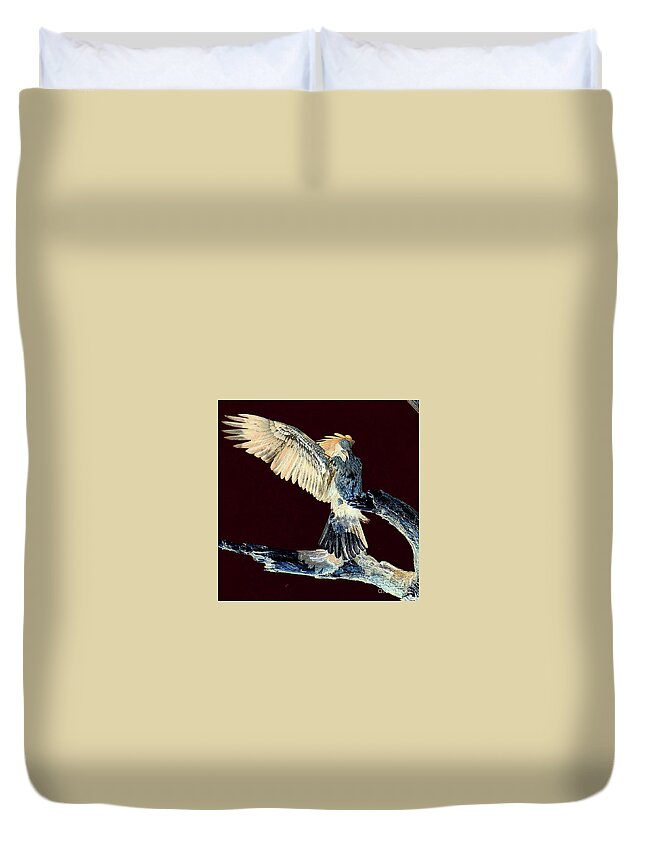 Bald Eagles Duvet Cover featuring the photograph E9 beautiful flying landing by Liz Grindstaff